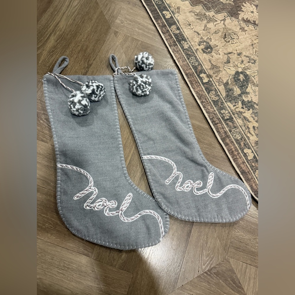 Gray Hobby Lobby Noel Christmas Stockings